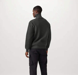 <b>Men</b> Quarter Zip Pullover Dark <b>Grey</b> Solid Color Stand Collar Sweatshirt Casual Long Sleeve <b>Fleece</b> Top Streetwear Outerwear - Product Image 4