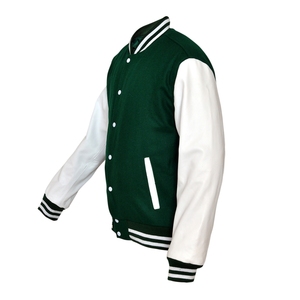 Logotipo personalizado de lana Chenille bordado de béisbol Letterman Collage chaquetas para hombres Vintage de cuero en blanco manga Varsity invierno - Product Image 3