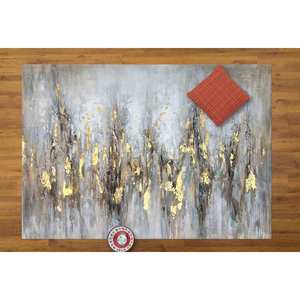 Tapis abstrait avec accents dorés : Tapis moderne antidérapant, Tapis imprimé, Tapis en chenille - Product Image 2