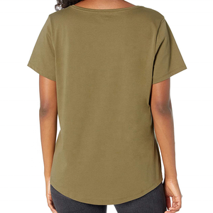 T-shirt à manches courtes en soie/coton pour femme, col en V, design personnalisé, impression sérigraphique, blanc, nouvelle mode 2022 - Product Image 3