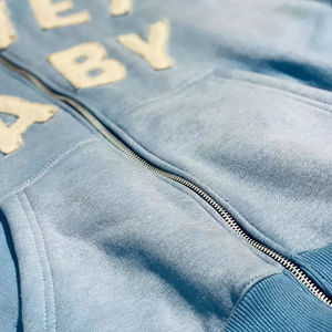 Sudadera con capucha para hombre con bordado de parche desgastado personalizado Heavyweight Acid Wash Boxy Cropped Zip-up French Fleece para invierno - Product Image 5