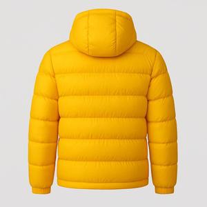 Custom Winter Canvas Puffer <b>Jacket</b> for <b>Men</b> | <b>Slim</b> <b>Fit</b> Hooded Bubble Coat | Detachable Hood | Logo Printed Thick Windproof <b>Jacket</b> - Product Image 2