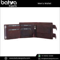 Dompet Kulit Asli Lipat Dua Desain Modern Stylish untuk Pria, Lapisan Katun, Vintage, Pendek, RFID, Siap Bepergian, Logo Custom