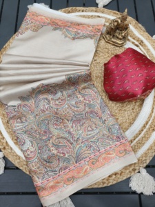 Estola de Sari de seda de Pashmina suave pura elegante hermoso tejido a mano impreso estilo liso para funciones especiales de matrimonio indio - Product Image 2