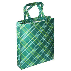 Bolsa de compras reciclable no tejida PP con logotipo personalizado al por mayor, bolsa de compras ecológica con patrón a cuadros para supermercado, bolsa de regalo - Product Image 6