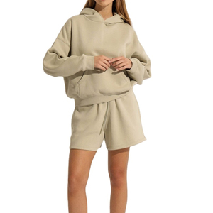Custom Logo Summer Crop <b>Top</b> Hoodie Short Set Sweat Women <b>Zipper</b> Biker Short Set 2 Piece Jogger Two Piece Set Women Clothing 2026 - Product Image 5