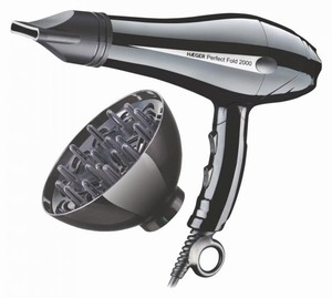 Asciugacapelli pieghevole nero Haeger da 2000 W con diffusore e concentratore (HD-200.012A) - Product Image 1