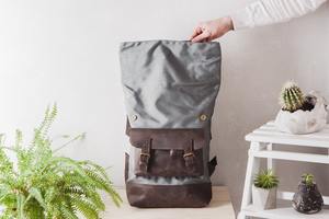 Sac à dos de luxe en cuir et toile, décontracté, vintage, pour les voyages en plein air, l'école, l'ordinateur portable, grande capacité, écologique, fabriqué en usine LCBP-0184 - Product Image 4