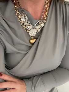 Collar de Plata de Ley 925 con Baño de Oro de 14K y Circonita, Diseño Étnico con Colgante de Corazón Grueso, Cadena de Moda, Joyería de Regalo - Product Image 6