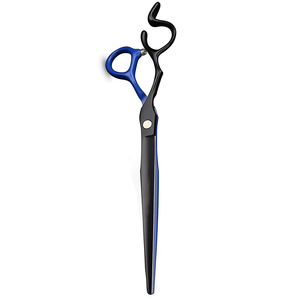 Fancy Hair Grooming Scissors Hoja recta afilada Color negro y azul Acero inoxidable Pet Grooming Scissor - Product Image 5
