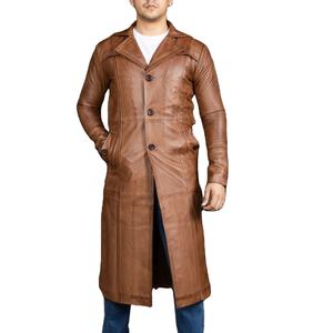 Chaqueta de Cuero Marrón para Hombre, Estilo Urbano, con Cuello Alto y Diseños Personalizables - Product Image 1