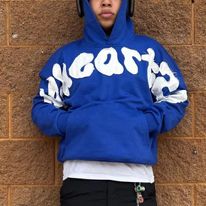 Sweat à Capuche Boxy pour Homme Impression Bouffante Strass Design Distressed Saisonnier Automne Coupe Surdimensionnée Sérigraphie Motif Animal - Product Image 2