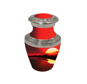 Urna de cremación de recuerdo de aluminio con tema de puesta de sol de tamaño y diseño personalizados para urnas de recuerdo de cenizas humanas - Product Image 1