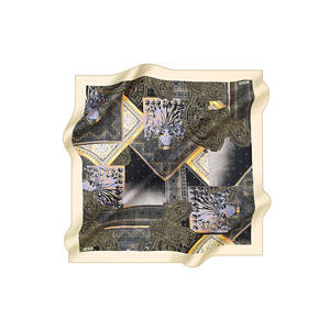 ผ้าพันคอสี่เหลี่ยมผ้าไหม100% หรูหรามีลายจุดชาติพันธุ์ - Product Image 1
