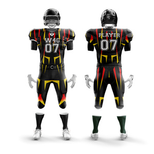 Tenues de football américain personnalisées pour adultes, 100 % polyester, imprimées par transfert thermique, respirantes, grandes tailles, haute qualité, personnalisables sur le devant - Product Image 1