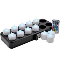 Controle remoto recarregável sem fio de led, velas com 12 cores