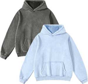 Sweat à capuche unisexe oversize délavé à l'acide Vintage Casual Streetwear Heavyweight Cotton Loose Fit Pullover Hoodie Sweatshirt - Product Image 3