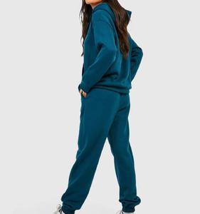 Top Set Relaxed Fit Dos piezas 100% Algodón Pullover Chándal Transpirable Suave Fleece Liso Teñido Patrón sólido a precio barato - Product Image 3