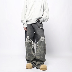 OEM Factory Customized Streetwear <b>Men's</b> Retro Fashion Straight <b>Mens</b> <b>Pants</b> Loose Wide Leg Washed Jeans Baggy Jeans - Product Image 2