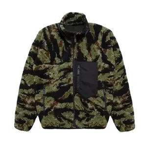 Chaqueta de talla grande de manga larga para hombre estilo camuflaje Sherpa polar chaqueta Jacquard personalizada de alta calidad para hombre 2k24