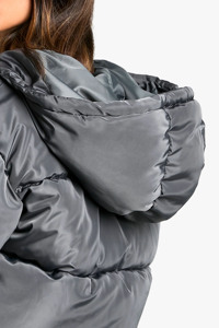 Nouveau design personnalisé à la mode gris foncé nord recadrée fermeture éclair à capuche courte doudoune polyester hiver chaud concepteur bulle veste - Product Image 4