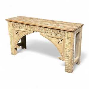 Handmade Vintage Console <b>Table</b> Luxury Elegant Antique Design Solid Wood Marble <b>Mirrored</b> Feature for Entry Villa Hotel Bedroom - Product Image 3