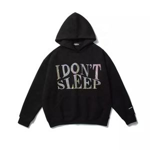 Sudadera con capucha personalizada para hombre, ropa de calle con logotipo de Rhin Stone, forro polar de rizo francés grueso, con diamantes de imitación, oferta - Product Image 3