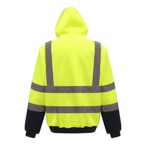 Seguridad vial de alta calidad reflectante seguridad ropa de trabajo cremallera chaqueta con capucha hombres seguridad manga larga construcción sudaderas con capucha - Product Image 2