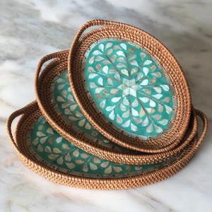 ถาดหวายทรงกลมประดับมุกดีไซน์ใหม่สำหรับตกแต่งงานปาร์ตี้2023 - Product Image 3