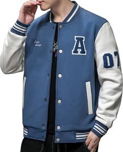 แจ็กเก็ตเบสบอลขนสัตว์100% พร้อมแขนเสื้อหนังแจ็คเก็ตขนแกะตัวหนังสือตามสั่ง - Product Image 4