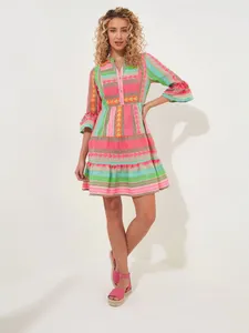 Premium Indian Handmade Weaving <b>Dress</b> for Women Stylish <b>Mini</b> <b>Bell</b> <b>Sleeve</b> <b>Dress</b> for Women a Timeless Piece of Artisanal Craft - Product Image 2