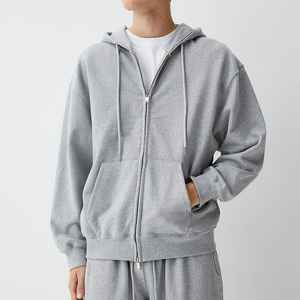 Sudadera con Capucha Extra Grande 100% Algodón, Lavada al Ácido, Bordada, con Cierre, para Hombre, Personalizada, Hombros Caídos, Corte Cuadrado, Gruesa, Ecológica, Otoño - Product Image 5