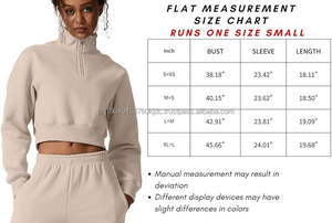 Womens Half Zip Crop Sweatshirt High Neck Long Sleeve Pullover Cropped <b>Top</b> - Product Image 5