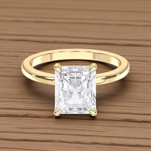 3.00 carat E-F/VVS-VS émeraude et moissanite diamant Solitaire bague de fiançailles sertie de broches en or massif pour femme forme 3.00 carat - Product Image 2
