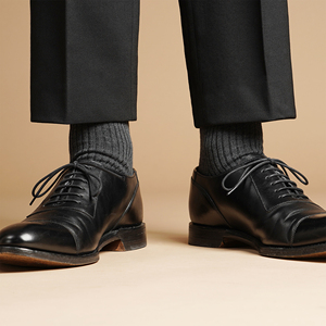 Chaussettes en coton pour hommes - Chaussettes habillées classiques de qualité supérieure mi-mollet épaisses respirantes Chaussettes côtelées coréennes ODM - Couleur unie - Product Image 3