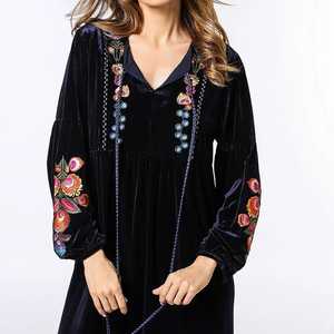 Vestido largo de algodón bordado para mujer, maxivestido playero bohemio para vacaciones, novedad de 2022 - Product Image 3