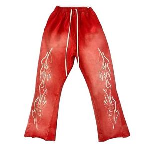 Pantalons de survêtement personnalisés pour hommes, style streetwear, en toile, jogging, taille mi-haute, lavage à l'eau de Javel, style hip-hop, poches superposées, style streetwear - Product Image 1