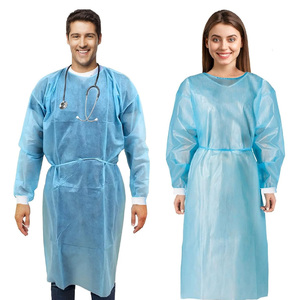 Bata de aislamiento médico desechable ecológica no tejida impermeable protectora de manga larga soldada para laboratorio de clínica de Hospital - Product Image 4
