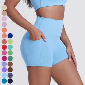 Short de yoga moulant personnalisé pour femmes Short de fitness à taille haute Pantalon de sport solide à séchage rapide pour femmes - Product Image 2