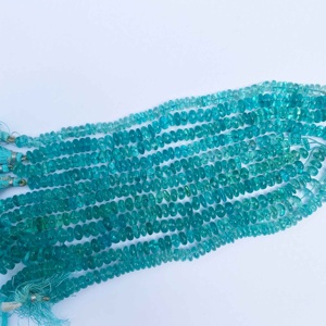 Cuentas de rondelle lisas de apatita azul Natural de 6mm, cuentas de cristal sueltas para fabricación de joyería fina, tienda de precios al por mayor en línea - Product Image 3