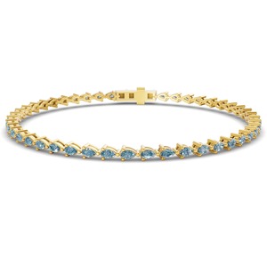 Frosted Ice Blue Pear Lab Grown Diamond Tennis Bracelet 3 Ct Tw VS Clarity 40 Diamonds 14K <b>Solid</b> <b>Gold</b> Icy Cool Winter Shimmer - Product Image 3