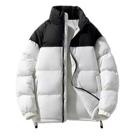 Blouson matelassé à col montant pour homme et femme, imprimé à carreaux et lettres, avec capuche, rembourrage épais en coton, respirant, coupe-vent, personnalisable pour l'automne