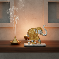 Statue d'éléphant en métal argenté, style antique, moderne et traditionnel, porte-bonheur |   Décoration Vastu Feng Shui |   Symbole de prospérité pour la maison