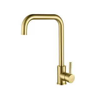 Stainless Steel Brushed Gold Kitchen Faucet Bar Kitchen Sink Faucet 360 Degree Hot And Cold Single Lever Mixer Tap