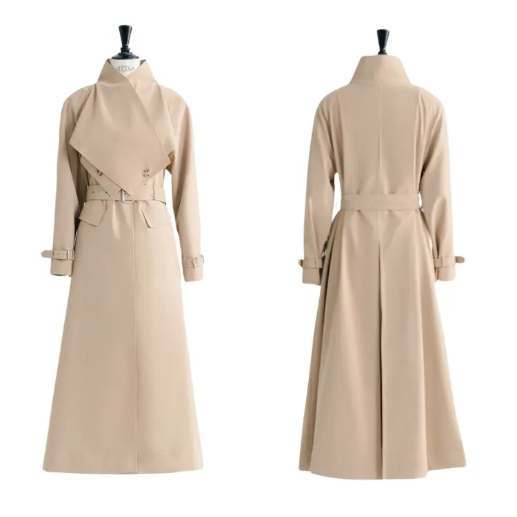 Coat For Women Hot Sales Lya Belted Trench Coat 45%Rame 55%Polyurethane Ladies Clothes Garments Bags Whiteant Factory
