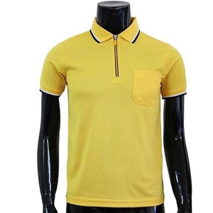 Men's Yellow Breathable Plus Size Short Sleeve for <b>Shirt</b> Jersey Knitted Solid Color Casual Zipper <b>Collar</b> Pocket Design - Product Image 6