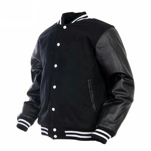 Vestes universitaires unisexe en cuir de vachette de haute qualité à col montant OEM ODM veste d'hiver de baseball pour homme - Product Image 1