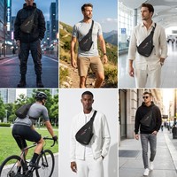 Sac bandoulière classique noir personnalisé en forme de larme avec grand compartiment principal, idéal pour le shopping et l'usage quotidien