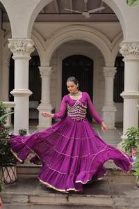 ชุดแต่งกายเทศกาล lehenga choli ผ้า leheriya พิมพ์ลายลูกไม้ Gota patti น่าสนใจ - Product Image 3