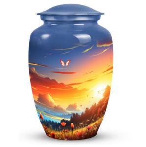 Urnes de crémation en aluminium de conception de belles feuilles Urnes de crémation de repas en gros de l'Inde Accessoires funéraires Urnes pour adultes - Product Image 2